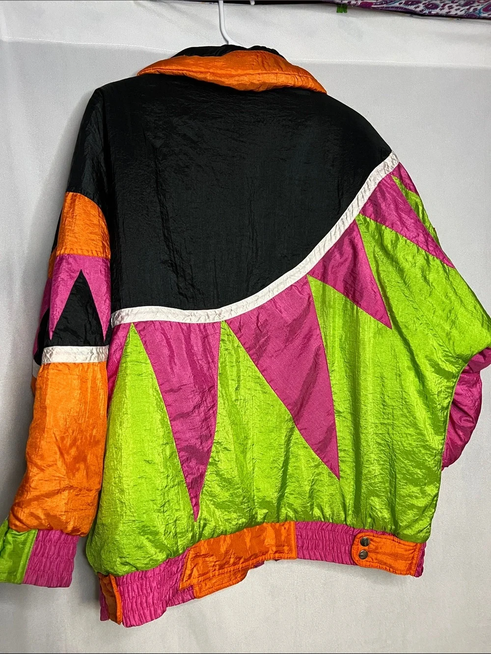 Vintage Neon Colorblock Men’s Large Jacket — Pink, Lime & Orange PTP 27”-Flawed